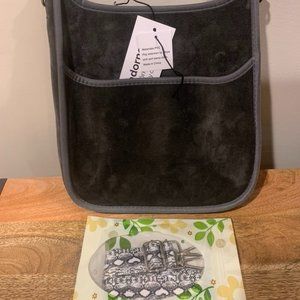 Ah-dorned Dark Grey Velvet Messenger